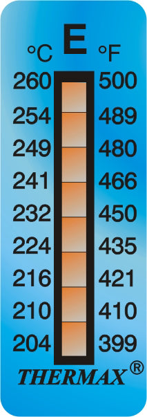 8 Level Temperature Indicator Labels 37°C to 254°C