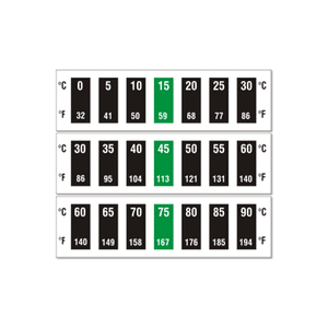 Liquid Crystal 7 Level Horizontal Thermometer Labels 0ºC to 120ºC